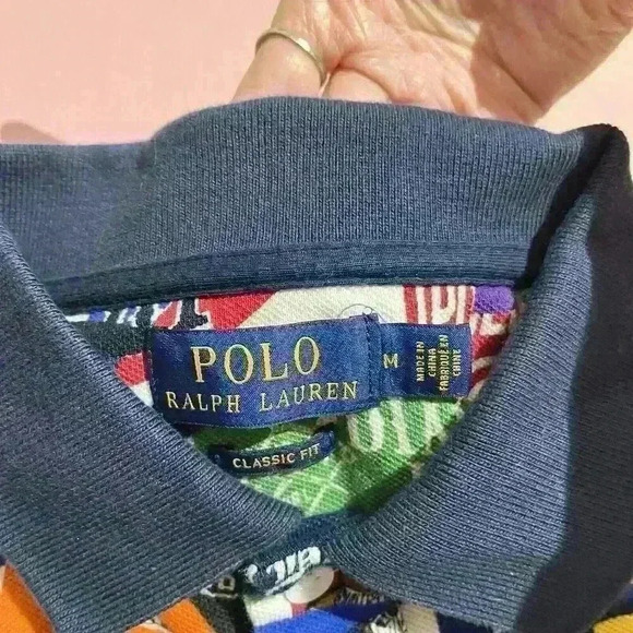 Polo Ralph Lauren Art Deco Multicolor Pennant Stadium Bears Classic Fit Shirt - Picture 3 of 10